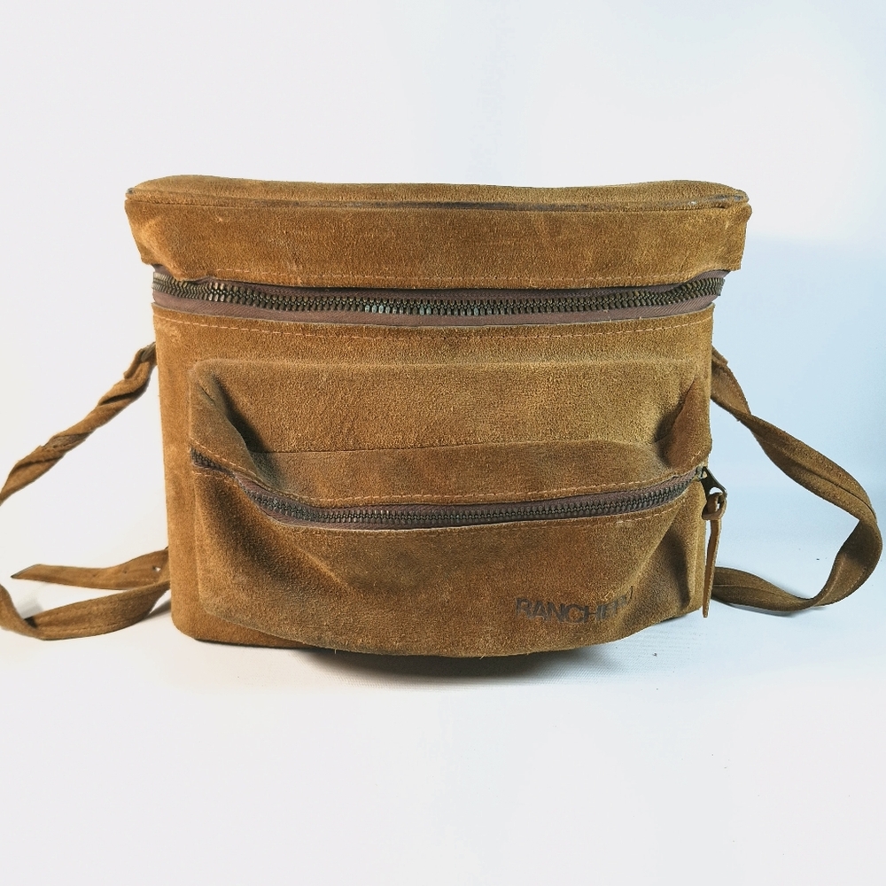 Ranchero Vintage 70s Tan Suede Zipper Camera Bag